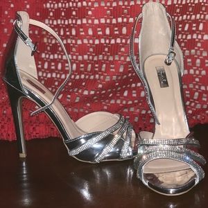 Open Toes 4.5inch Silver Heels